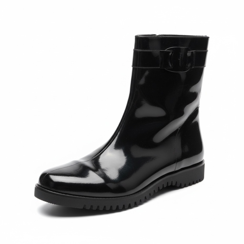 Salvatore Ferragamo patent leather black boots